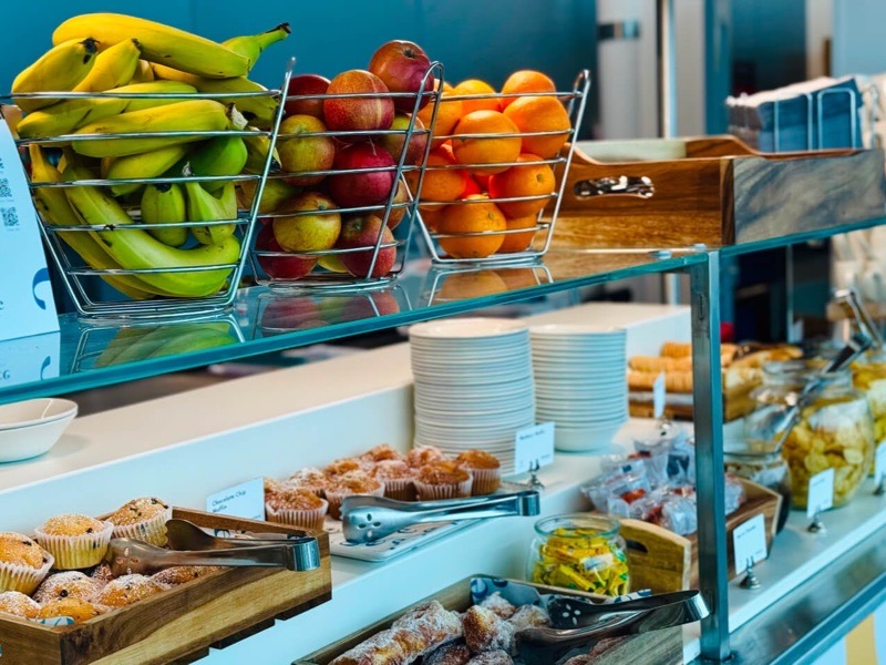 Buffet selection at Essence by Escape Lounges at Stansted Airport