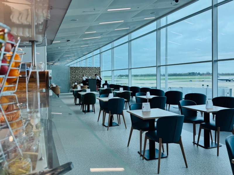Seating inside Essence by Escape Lounges at Stansted Airport