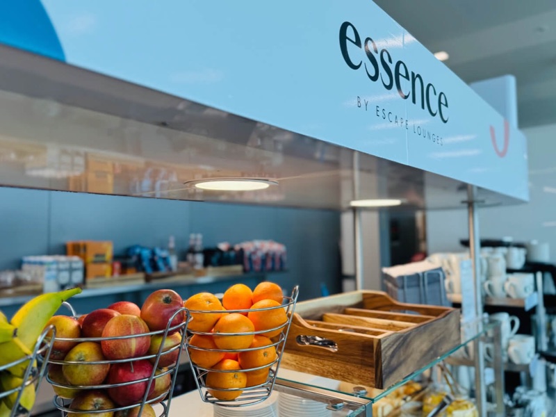Refreshments area at Essence by Escape Lounges at Stansted Airport