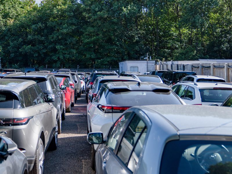 Cars parked in a meet and greet compound near Gatwick Airport