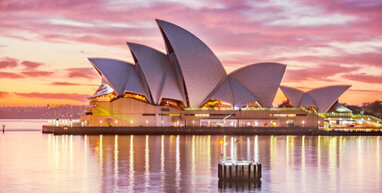 Sydney Opera House at sunset.