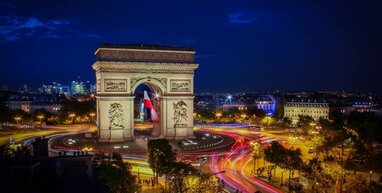 Arc de Triomphe at night.