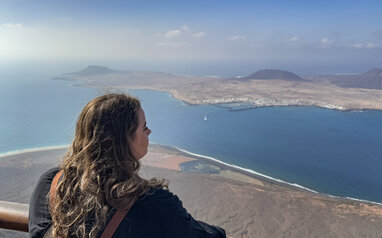Girl looking over Lanzarote
