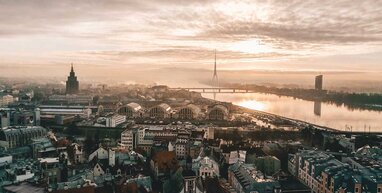 Riga town at night.