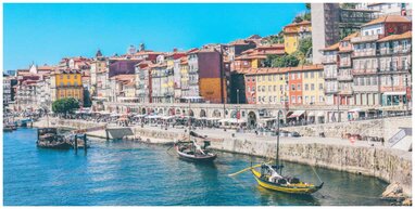 Porto houses along river.