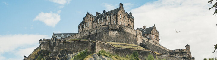 Edinburgh castle on a hill.