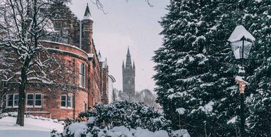 University of Glasgow with snow.