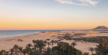 Fuerteventura beach at sun set
