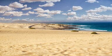 Fuerteventura beach and cloudy sky