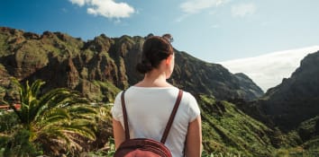 Lady looking at Tererife Mountains