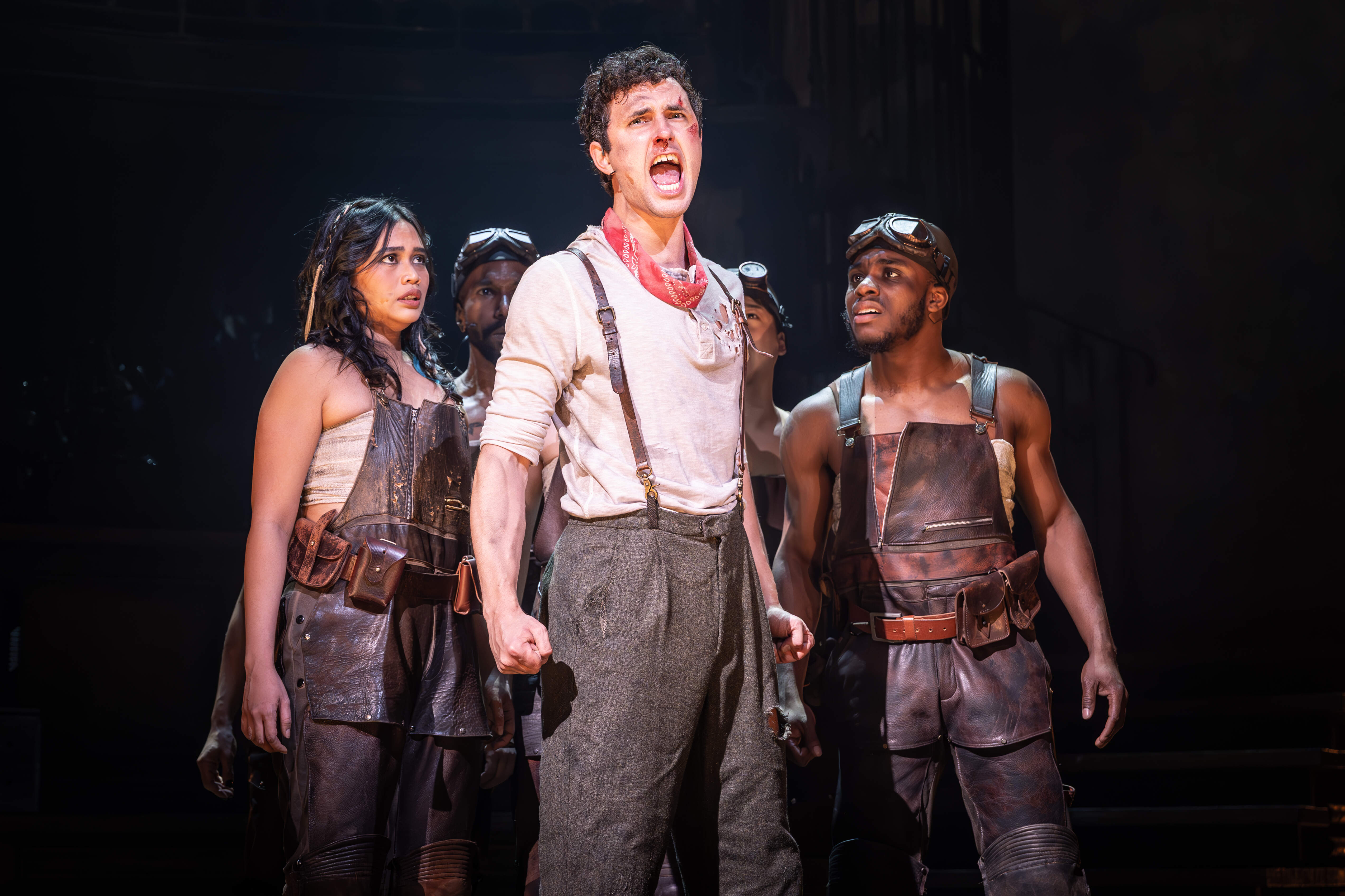 Hadestown musicians and cast during a live performance – photo by Marc Brenner