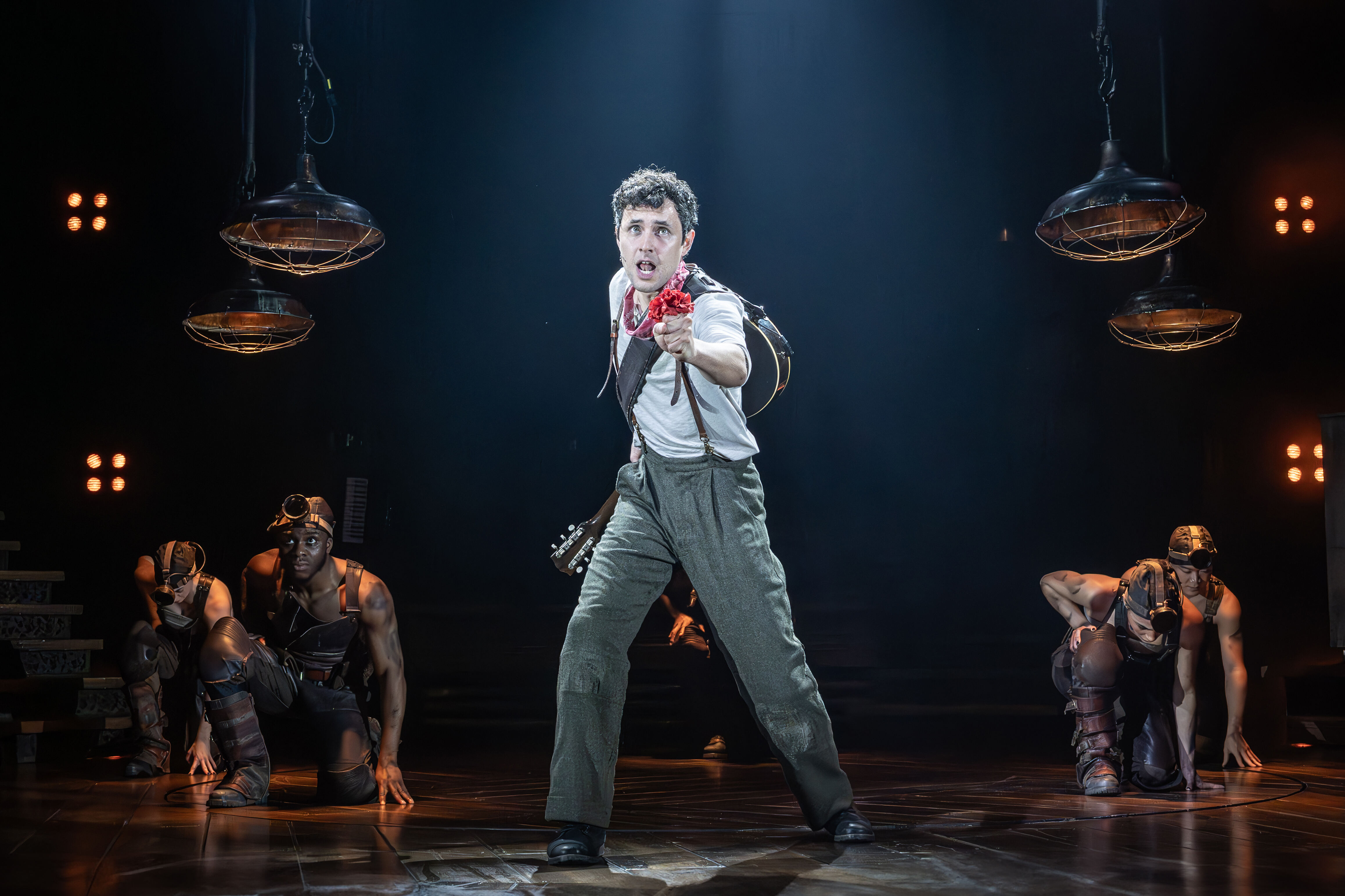 Vibrant stage set in Hadestown – photo by Marc Brenner