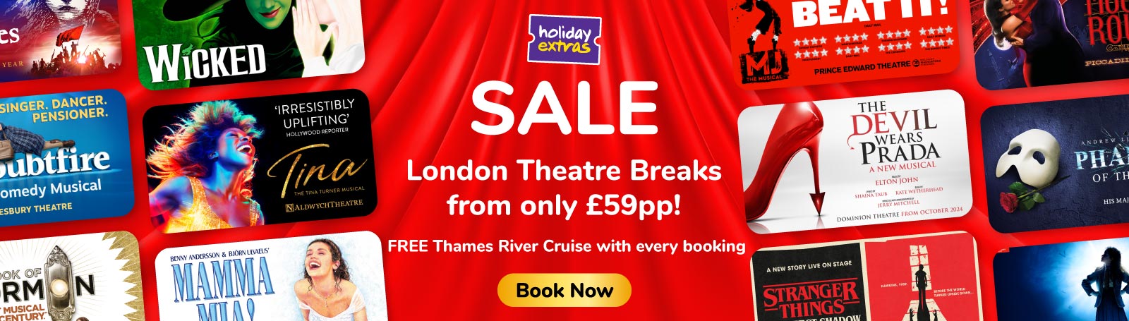 Theatre sale banner with Holiday Extras