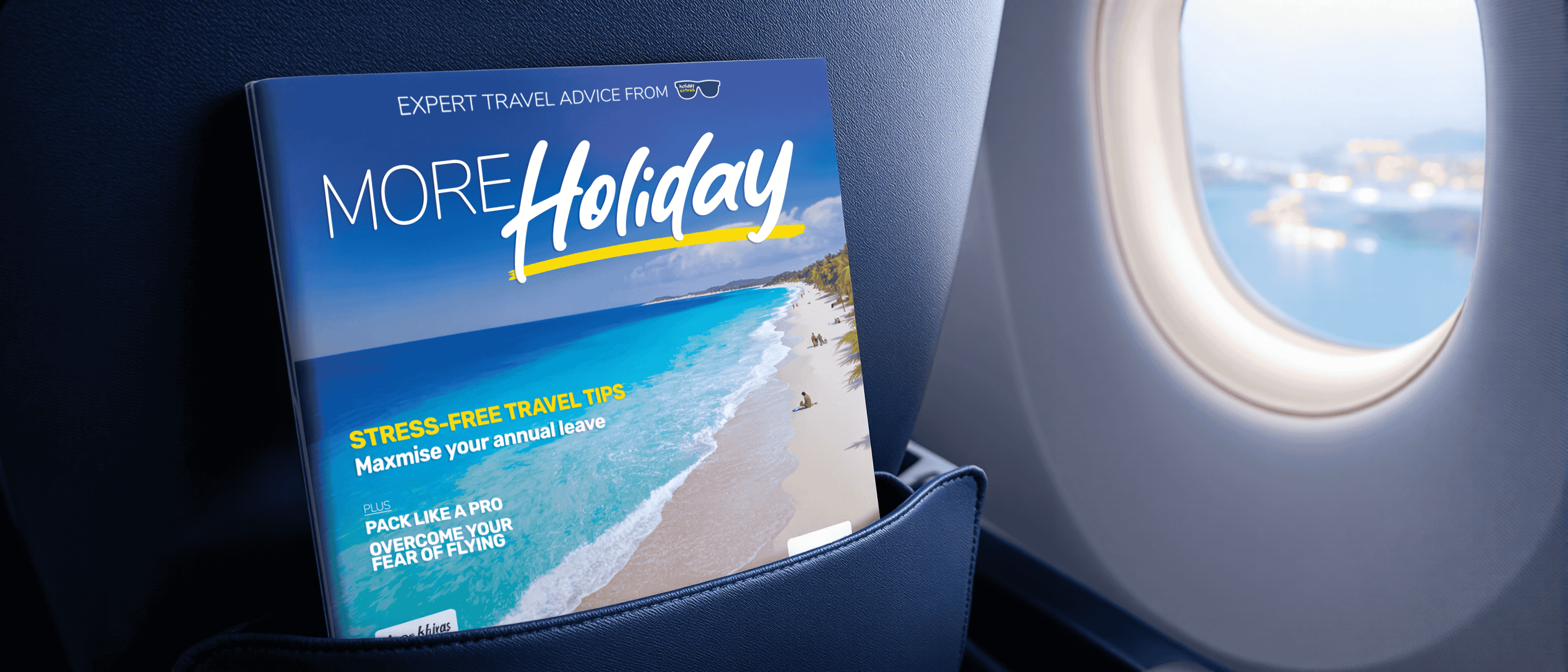 More Holiday Travel Magazine in the back of an airplane seat pocket