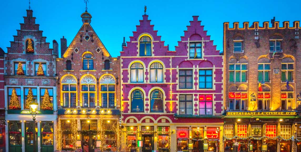Colourful Bruges buildings