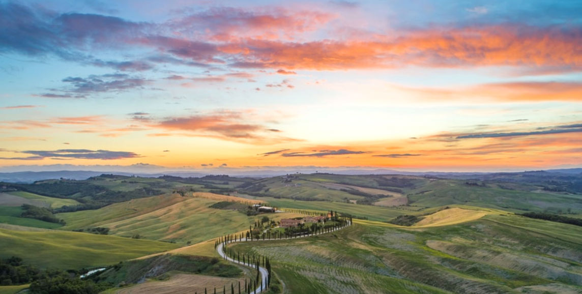 Sunset in the Tuscan countryside