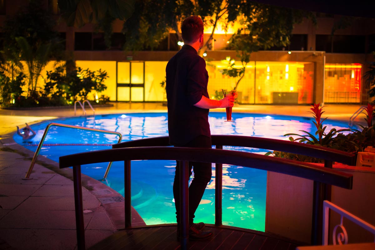 pool at Sheraton Skyline Heathrow at night
