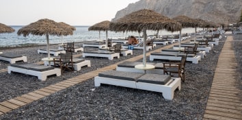 Best beaches in Santorini - Kamari Beach