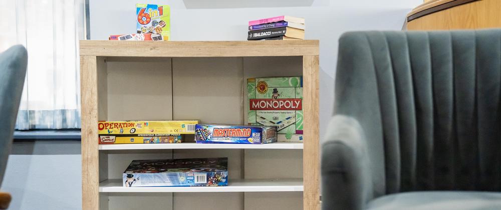 Board games in hotel lobby