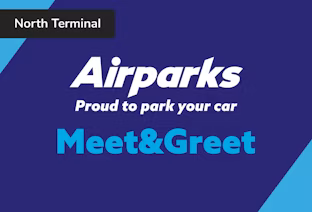 Airparks Park & Ride North Gatwick Airport car park logo with text Proud to park your car