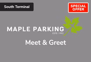 Maple Parking Meet and Greet Gatwick South Terminal Special Offer logo, includes No Wait Guarantee