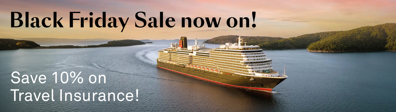 An aerial view of a cruise ship with a large pool deck visible at the rear, and a spacious area with lounge chairs and sunbeds.