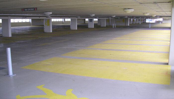 Interior image of the empty Ocean Way car park