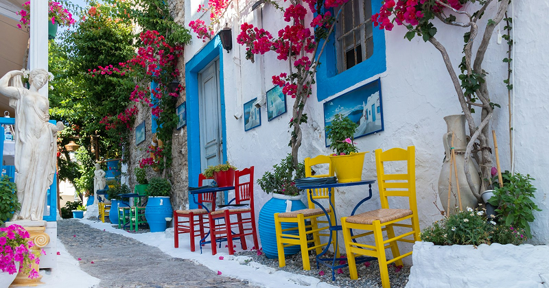 A colourful cafe on the Greek Island of Kos