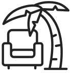A chair under a palm tree icon