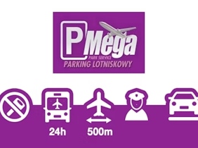 Logo Mega Parking - parking otwarty przy lotnisku w Gdańsku