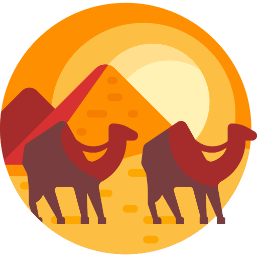 Camels and pyramids icon