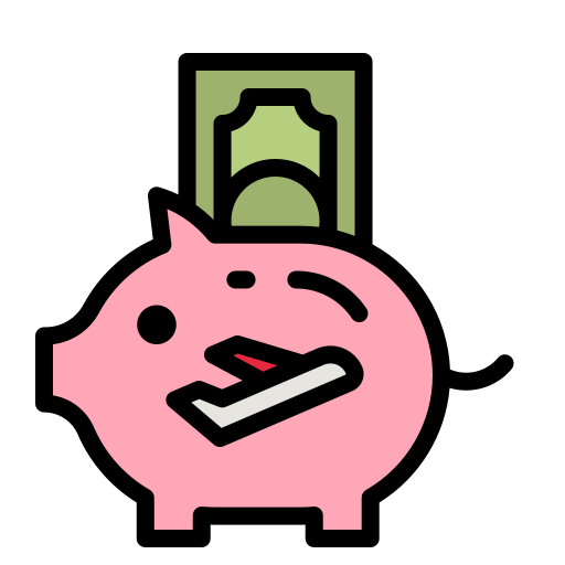 piggy bank with money coming out and an aeroplane icon in the middle