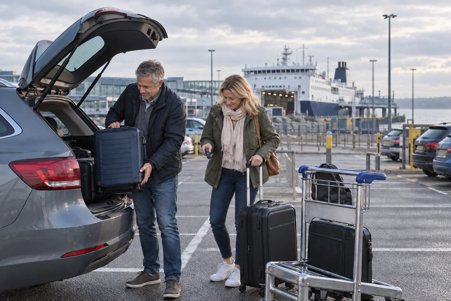 Travellers arriving for secure cruise port parking
