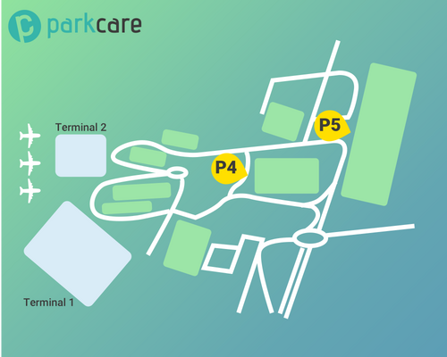 Carte des parkings officiels P4 et P5 à l'aéroport de Lyon