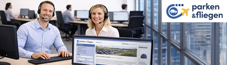 Reservierungscenter mit Parken und Fliegen Logo