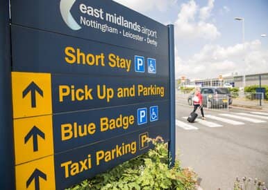 pick up parking sign east midland airport