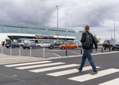 man walking to terminal