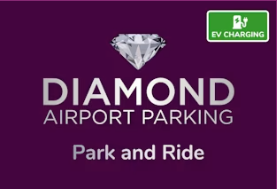 Diamond Park & Ride with Electric Vehicle Charge Logo Southend Airport
