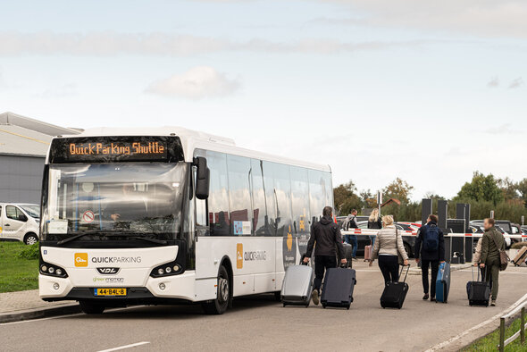 Kastrup Airport Car Park Shuttle Bus and passengers