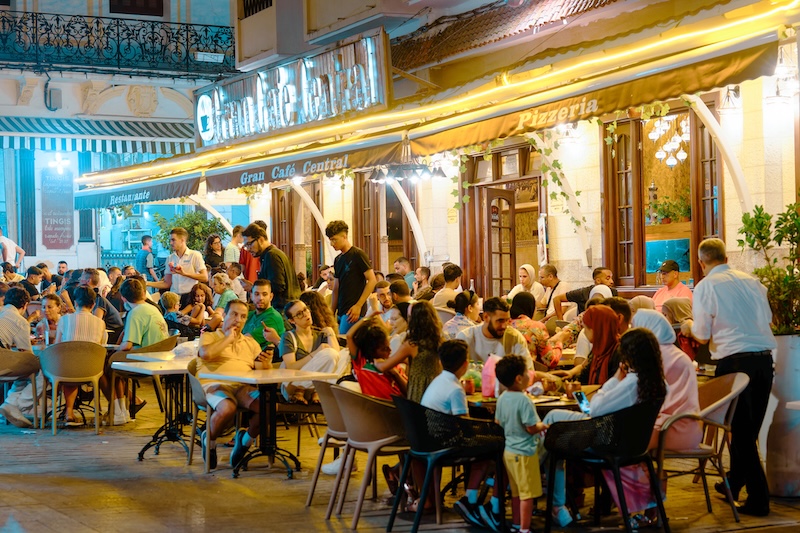 Marrakech medina with traditional architecture and vibrant market scene