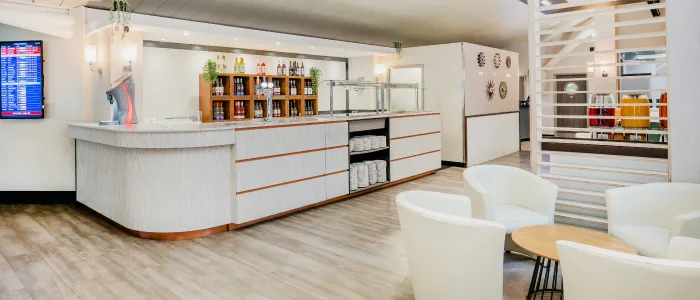 Bar inside the Escape Lounge at Bristol Airport