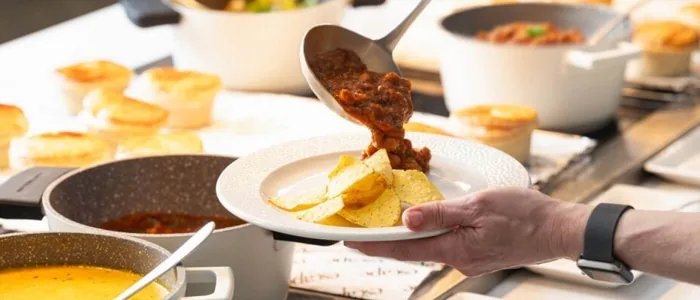 Food served in the Escape Lounge at East Midlands Airport
