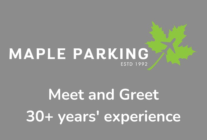 Maple Parking Meet and Greet North Terminal No Wait Guarantee with Maple leaf logo