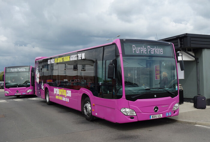 Purple Parking shuttle bus at Gatwick